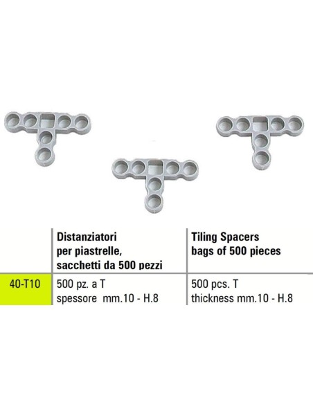 1 - Distanziatori a t per piastrelle Sigma 40-t10 a spessore  mm 10 - h. 8 500 pezzi