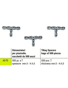 1 - Distanziatori a t per piastrelle Sigma 40-t5 a spessore mm 5 - h. 4,5 500 pezzi