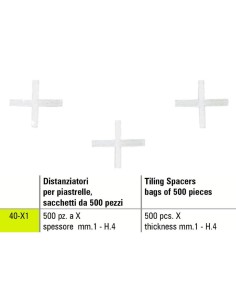 1 - Distanziatori a x per piastrelle Sigma 40-x1 a spessore  mm 1 - h. 4 500 pezzi