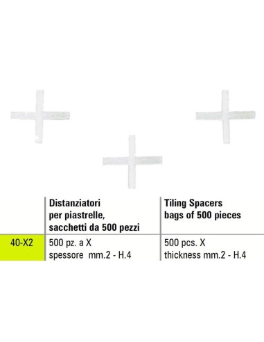 1 - Distanziatori a x per piastrelle Sigma 40-x2 spessore mm. 2 - h. 4 500 pezzi