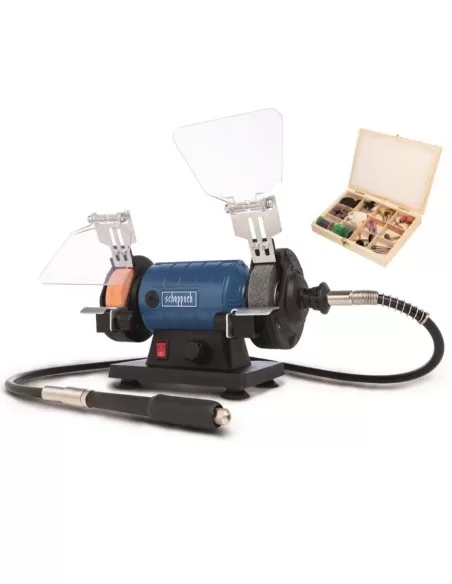 Smerigliatrice mola da banco lucidatrice flessibile Scheppach hg35 + kit frese