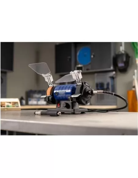 Smerigliatrice mola da banco lucidatrice flessibile Scheppach hg35 + kit frese