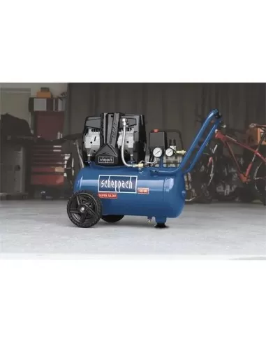 2 - Compressore supersilenziato bicilindrico 1,5 hp 8 bar 24l Scheppach hc25si