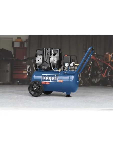 2 - Compressore supersilenziato bicilindrico 1,5 hp 8 bar 24l Scheppach hc25si