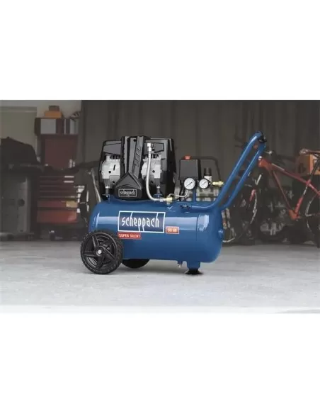 2 - Compressore supersilenziato bicilindrico 1,5 hp 8 bar 24l Scheppach hc25si