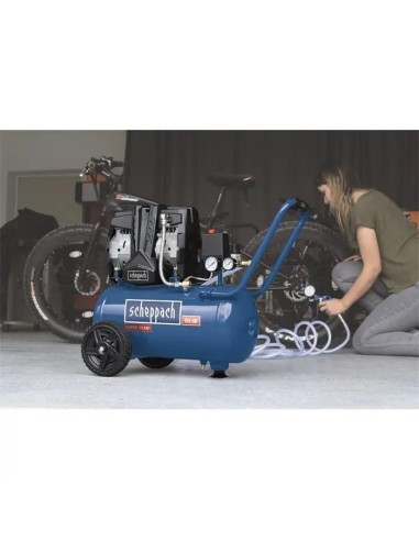 3 - Compressore supersilenziato bicilindrico 1,5 hp 8 bar 24l Scheppach hc25si