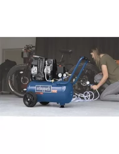 3 - Compressore supersilenziato bicilindrico 1,5 hp 8 bar 24l Scheppach hc25si