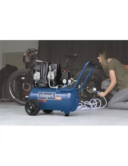 3 - Compressore supersilenziato bicilindrico 1,5 hp 8 bar 24l Scheppach hc25si