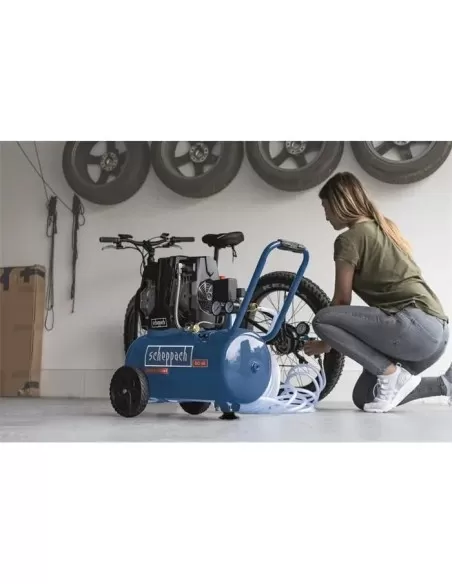 4 - Compressore supersilenziato bicilindrico 1,5 hp 8 bar 24l Scheppach hc25si