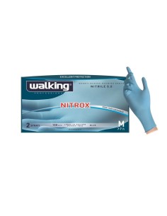 1 - Guanti monouso in nitrile senza polvere nitrox walking 100 pz