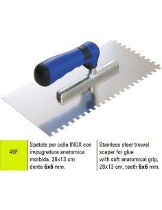 1 - Spatola per colla in acciaio inox 28x13 cm dente 6x6 mm Sigma 49f