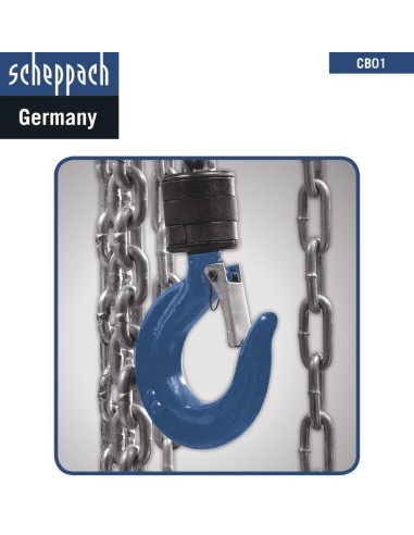 Paranco manuale a catena fino a 1000kg Scheppach cb01 alzata massima 3mt
