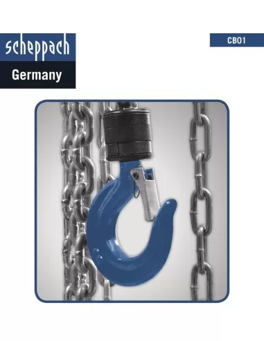 Paranco manuale a catena fino a 1000kg Scheppach cb01 alzata massima 3mt