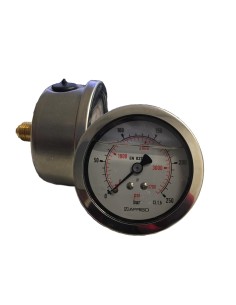 1 - Manometro inox prova pressione gomme pneumatici aria compressa attacco posteriore