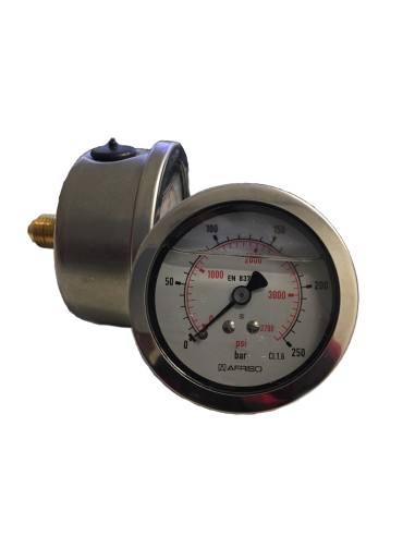 1 - Manometro inox prova pressione gomme pneumatici aria compressa attacco posteriore