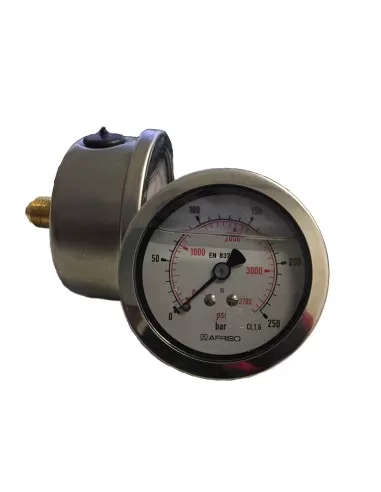 1 - Manometro inox prova pressione gomme pneumatici aria compressa attacco posteriore