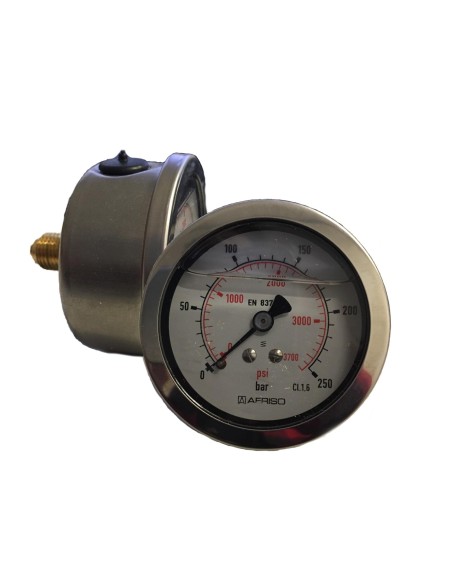 1 - Manometro inox prova pressione gomme pneumatici aria compressa attacco posteriore