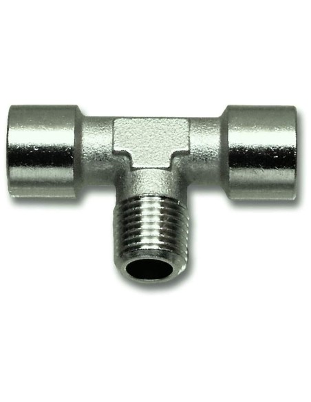 1 - Raccordo a "t" con filetto maschio e due femmina per aria compressa 1/4