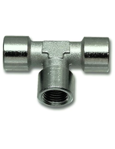 Raccordo a "t"con tre filetti femmina per aria compressa 1/4