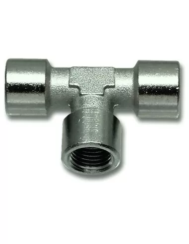 1 - Raccordo a "t"con tre filetti femmina per aria compressa 1/4