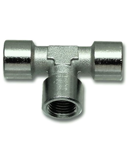 Raccordo a "t"con tre filetti femmina per aria compressa 1/4