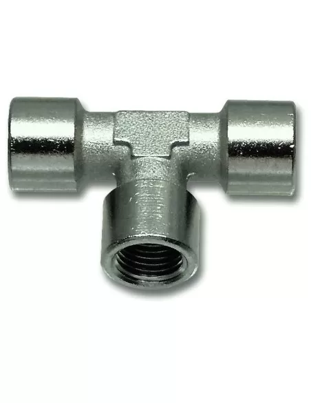 1 - Raccordo a "t"con tre filetti femmina per aria compressa 1/4