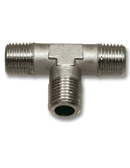 1 - Raccordo a "t" con tre filetti maschio per aria compressa 1/4