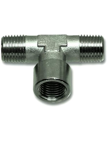 1 - Raccordo a "t" con due filetti maschio ed uno femmina per aria compressa 1/4