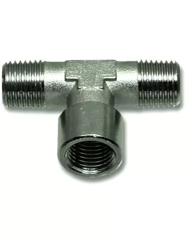 1 - Raccordo a "t" con due filetti maschio ed uno femmina per aria compressa 1/4