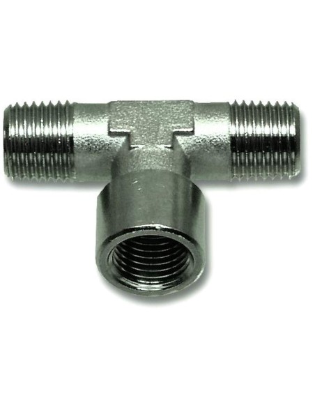 1 - Raccordo a "t" con due filetti maschio ed uno femmina per aria compressa 1/4