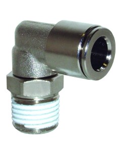 Raccordo a "l" girevole automatico per tubo rilsan con filetto maschio 1/8" 8x6