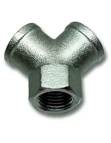 1 - Raccordo a "y" con tre filetti femmina per aria compressa 1/4