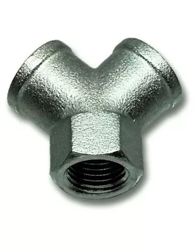 1 - Raccordo a "y" con tre filetti femmina per aria compressa 3/8