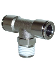 1 - Raccordo a "tc" girevole automatico per tubo rilsan con filetto maschio 1/4" 12x10