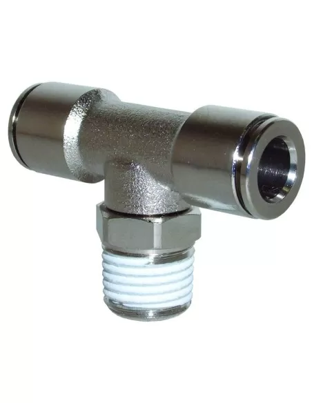 1 - Raccordo a "tc" girevole automatico per tubo rilsan con filetto maschio 1/4" 12x10