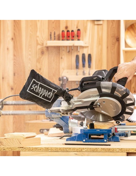 6 - Troncatrice radiale per legno 2200w ø255 Scheppach hm254spx con extra lama