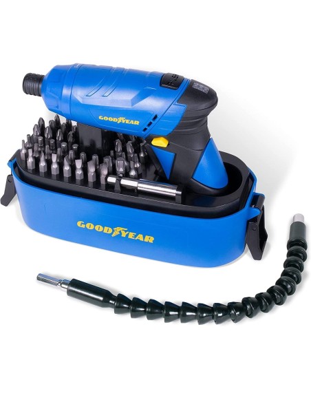 1 - Avvitatore a batteria 3,6v 1,3ah con torcia custodia set punte GOODYEAR gy1353ls