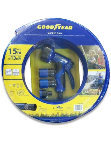 1 - Tubo acqua irrigazione innaffiare acqua raccordi 1/2" 15mt GOODYEAR gy10038