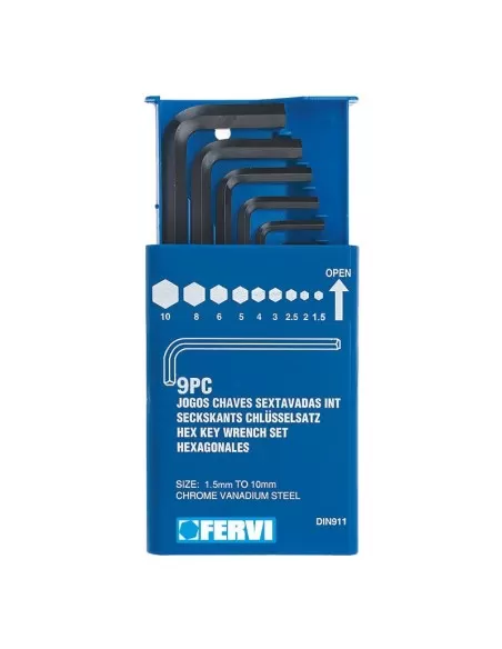 1 - Serie 9 chiavi esagonali a "l" Fervi 0269