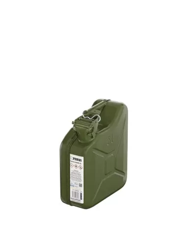 1 - Tanica in metallo verde 5 lt omologata per benzina e carburanti Fervi 0189/05c