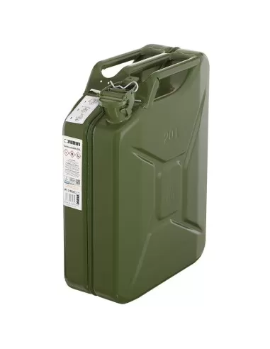 1 - Tanica in metallo verde 20 lt omologata per benzina e carburanti Fervi 0189/20c