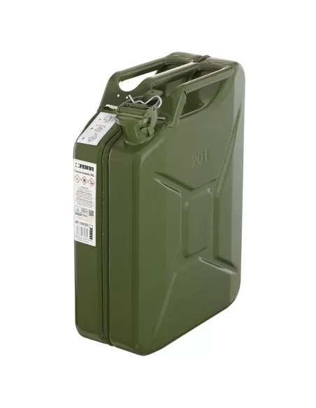 1 - Tanica in metallo verde 20 lt omologata per benzina e carburanti Fervi 0189/20c