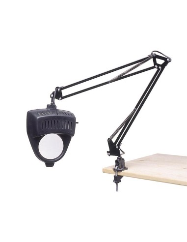 Lampada snodata 230v con morsetto e lente d'ingrandimento Fervi 0344