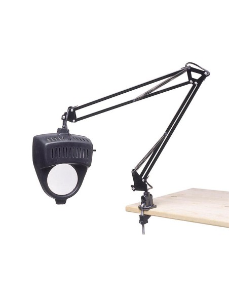 Lampada snodata 230v con morsetto e lente d'ingrandimento Fervi 0344