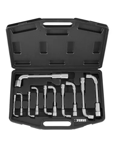 Serie chiavi a pipa doppie esagonali poligonali 6-19 mm Fervi 0393