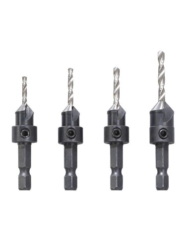 Serie 4 punte con svasatore per legno Fervi 0463