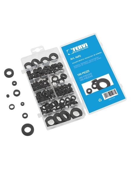 Assortimento 180 passacavi in gomma Fervi 0465