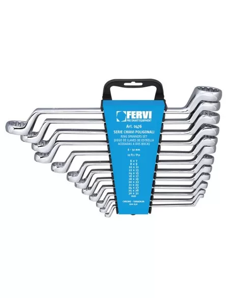 1 - Serie 12 chiavi poligonali 6x7 - 30x32 Fervi 0476