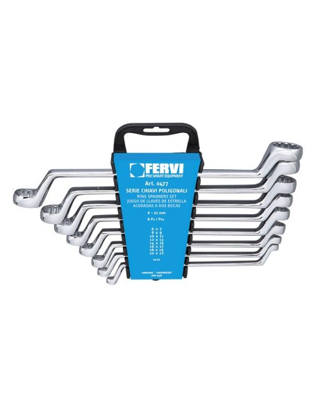 Serie 8 chiavi poligonali 6x7 - 22x22 Fervi 0477