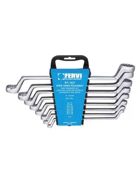 1 - Serie 8 chiavi poligonali 6x7 - 22x22 Fervi 0477